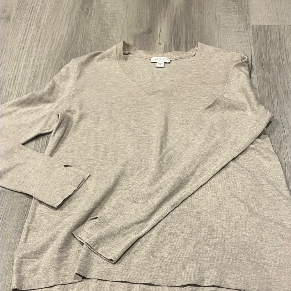 J. Jill Beige V-Neck Sweater